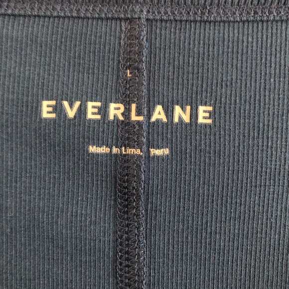 Everlane Pima Cotton Ribbed Elbow Length Pullover Top Blue Size Large - Picture 4 of 6
